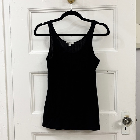 James Perse Black Ribbed Longline Sleeveless Women's Tank Top - Sz 1 - Picture 1 of 9